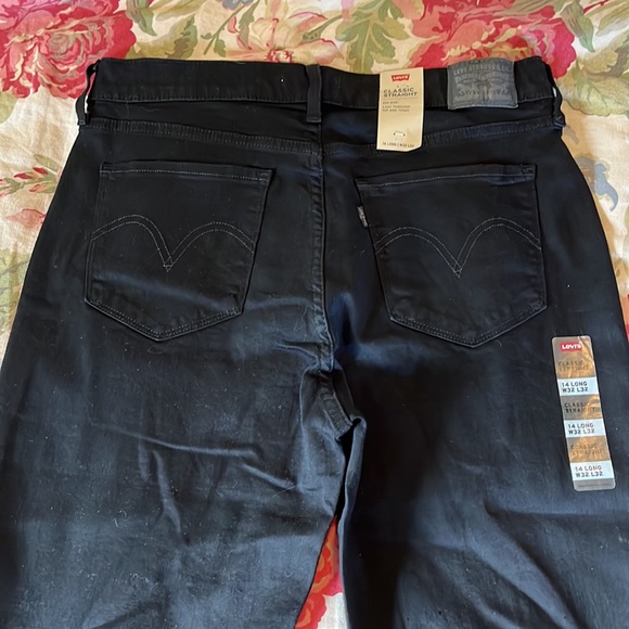 LEVIS Size 14 Long  32"Wx 42"L Dark Black Denim Stretch 5-Pkt MidRise $89 NEW - Picture 10 of 16
